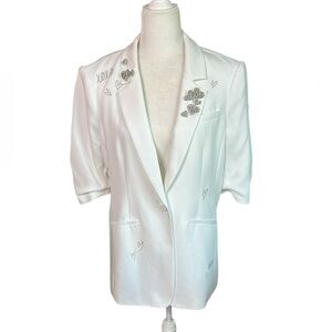Cinq a Sept White Blazer with 3/4 Sleeves